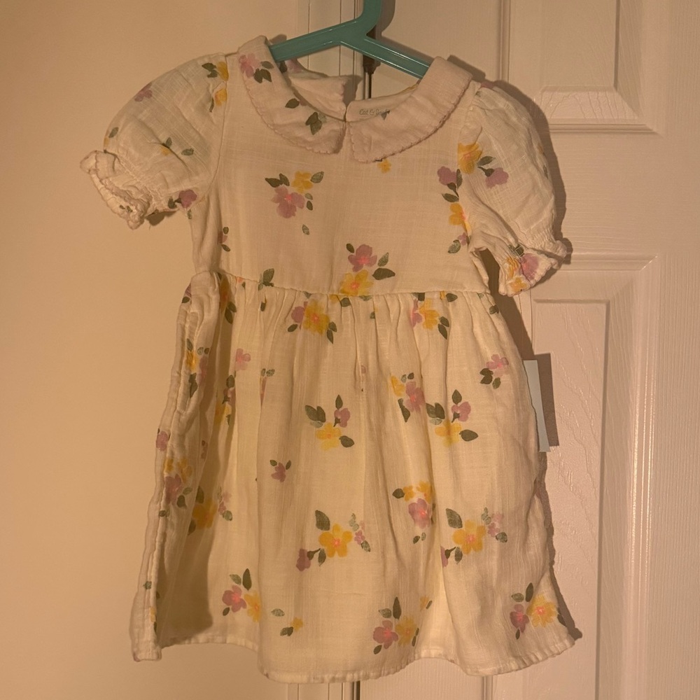 NWT Cat and Jack Floral White Girls Dress Size 3T - Picture 7 of 9